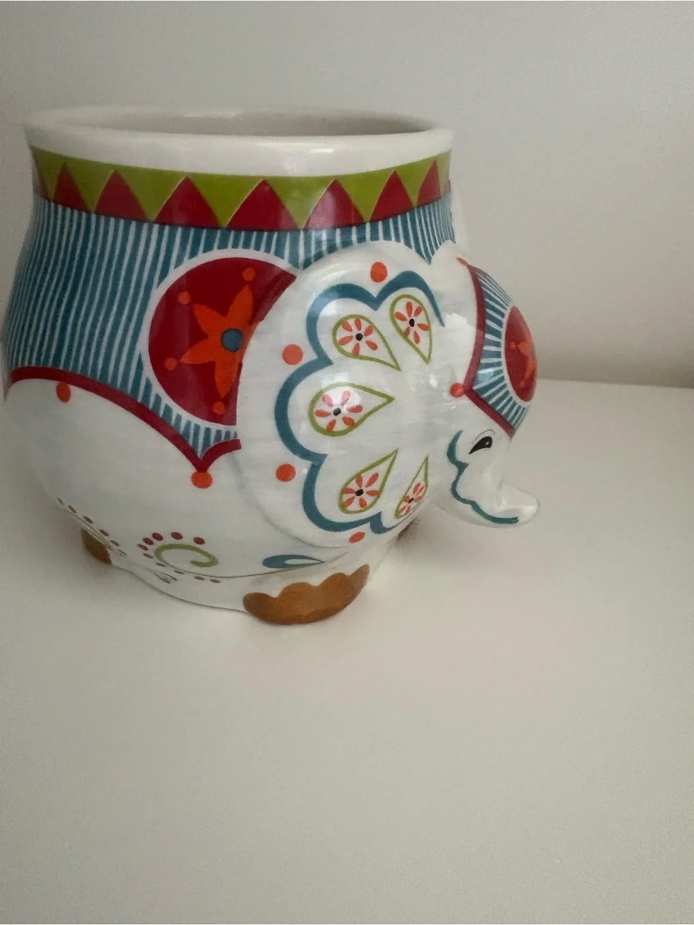 Pier 1 Multicolor Elephant Ceramic Mug